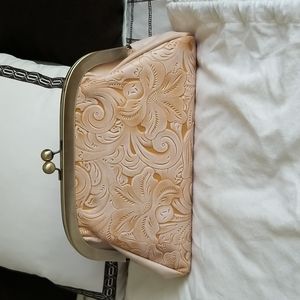 Patricia Nash Embossed Floral Tan Clutch